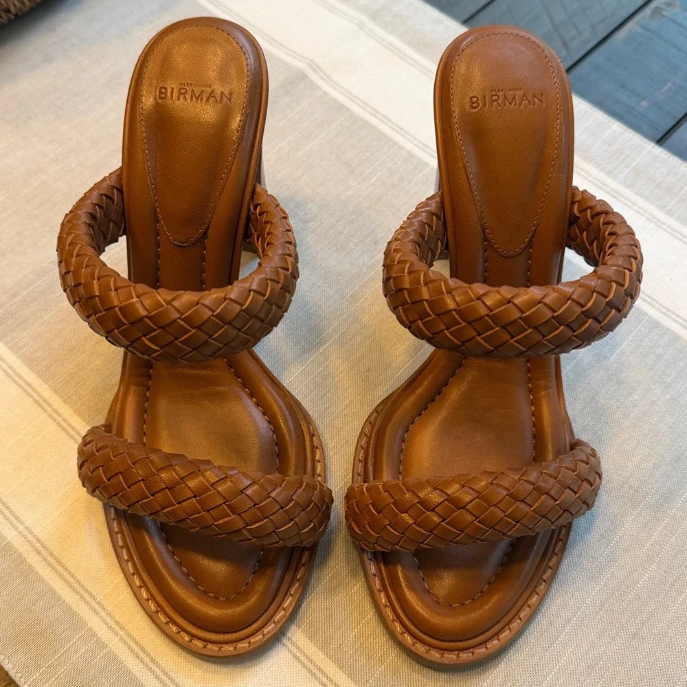 Birman Alessia Braid Strap Block Heel Sandals w / padding - Picture 2 of 7